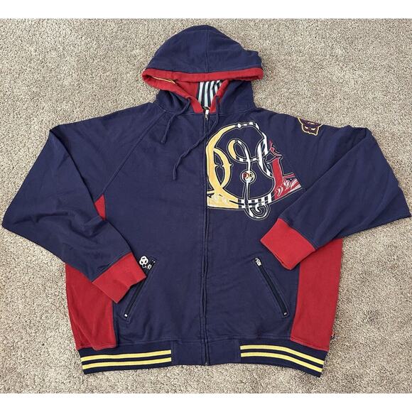 VTG Y2k Gino Green Global Embroidered Full Zip Hoodie Jacket Sz XL RARE 999 JNCO - Picture 2 of 13